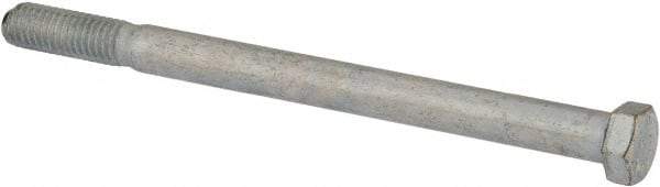 Made in USA - 7/16-14 UNC, 6" Length Under Head Hex Head Cap Screw - Partially Threaded, Grade 5 Steel, Zinc-Plated Finish, 5/8" Hex - USA Tool & Supply