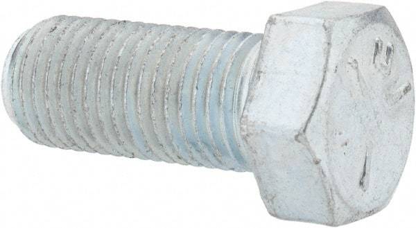 Made in USA - 7/16-20 UNF, 1" Length Under Head Hex Head Cap Screw - Fully Threaded, Grade 5 Steel, Zinc-Plated Finish, 5/8" Hex - USA Tool & Supply