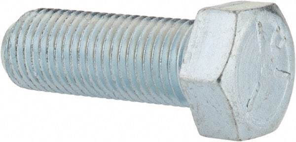 Made in USA - 7/16-20 UNF, 1-1/4" Length Under Head Hex Head Cap Screw - Fully Threaded, Grade 5 Steel, Zinc-Plated Finish, 5/8" Hex - USA Tool & Supply