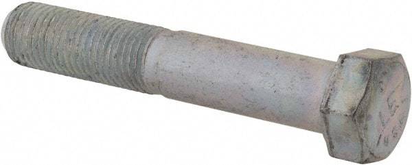 Made in USA - 7/16-20 UNF, 2-1/2" Length Under Head Hex Head Cap Screw - Partially Threaded, Grade 5 Steel, Zinc-Plated Finish, 5/8" Hex - USA Tool & Supply
