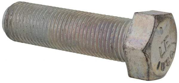 Made in USA - 9/16-18 UNF, 2" Length Under Head Hex Head Cap Screw - Fully Threaded, Grade 5 Steel, Zinc-Plated Finish, 13/16" Hex - USA Tool & Supply