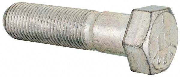Made in USA - 9/16-18 UNF, 2-1/4" Length Under Head Hex Head Cap Screw - Partially Threaded, Grade 5 Steel, Zinc-Plated Finish, 13/16" Hex - USA Tool & Supply