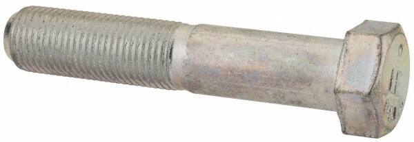 Made in USA - 9/16-18 UNF, 3" Length Under Head Hex Head Cap Screw - Partially Threaded, Grade 5 Steel, Zinc-Plated Finish, 13/16" Hex - USA Tool & Supply