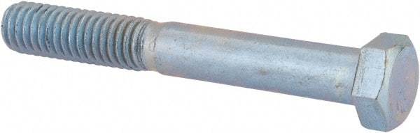 Value Collection - 3/8-16 UNC, 2-3/4" Length Under Head Hex Head Cap Screw - Partially Threaded, Grade 2 Steel, Zinc-Plated Finish, 9/16" Hex - USA Tool & Supply