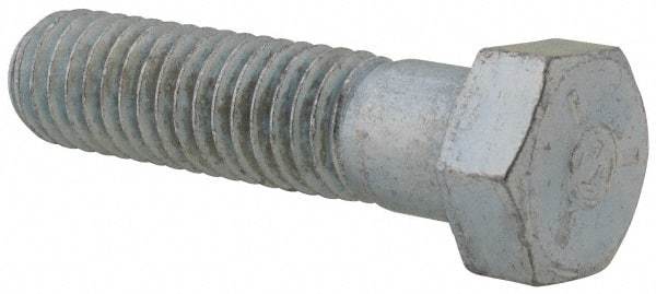 Value Collection - 7/16-14 UNC, 1-3/4" Length Under Head Hex Head Cap Screw - Partially Threaded, Grade 2 Steel, Zinc-Plated Finish, 5/8" Hex - USA Tool & Supply
