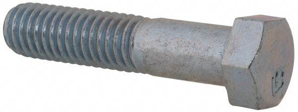 Value Collection - 7/16-14 UNC, 2" Length Under Head Hex Head Cap Screw - Partially Threaded, Grade 2 Steel, Zinc-Plated Finish, 5/8" Hex - USA Tool & Supply