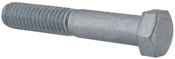 Value Collection - 7/16-14 UNC, 2-1/2" Length Under Head Hex Head Cap Screw - Partially Threaded, Grade 2 Steel, Zinc-Plated Finish, 5/8" Hex - USA Tool & Supply