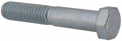 Value Collection - 7/16-14 UNC, 2-1/2" Length Under Head Hex Head Cap Screw - Partially Threaded, Grade 2 Steel, Zinc-Plated Finish, 5/8" Hex - USA Tool & Supply