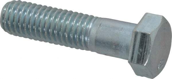 Value Collection - 1/2-13 UNC, 2" Length Under Head Hex Head Cap Screw - Partially Threaded, Grade 2 Steel, Zinc-Plated Finish, 3/4" Hex - USA Tool & Supply