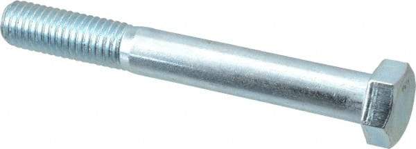 Value Collection - 1/2-13 UNC, 4" Length Under Head Hex Head Cap Screw - Partially Threaded, Grade 2 Steel, Zinc-Plated Finish, 3/4" Hex - USA Tool & Supply