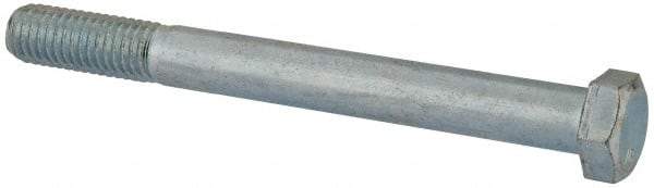 Value Collection - 1/2-13 UNC, 5" Length Under Head Hex Head Cap Screw - Partially Threaded, Grade 2 Steel, Zinc-Plated Finish, 3/4" Hex - USA Tool & Supply