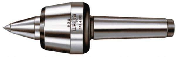 Rohm - MT6 Taper Shank, 4.134" Head Diam 5,512 Lb Capacity Live Center - 2,600 Max RPM, 3.217" Head Length, 1.9685" Point Diam, 3.071" Point Len, 5,500 Lb Max Workpc, 13.976" OAL, Long Point - USA Tool & Supply