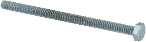 Value Collection - 1/4-20 UNC, 4" Length Under Head Hex Head Cap Screw - Fully Threaded, Grade 2 Steel, Zinc-Plated Finish, 7/16" Hex - USA Tool & Supply