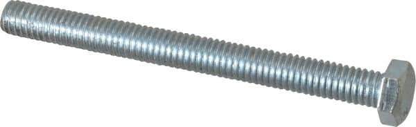 Value Collection - 3/8-16 UNC, 4" Length Under Head Hex Head Cap Screw - Fully Threaded, Grade 2 Steel, Zinc-Plated Finish, 9/16" Hex - USA Tool & Supply