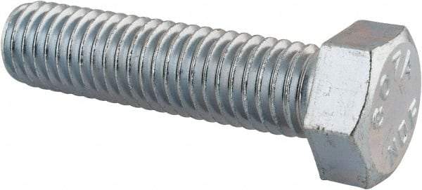 Value Collection - 1/2-13 UNC, 2" Length Under Head Hex Head Cap Screw - Fully Threaded, Grade 2 Steel, Zinc-Plated Finish, 3/4" Hex - USA Tool & Supply
