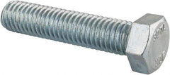 Value Collection - 1/2-13 UNC, 2-1/4" Length Under Head Hex Head Cap Screw - Fully Threaded, Grade 2 Steel, Zinc-Plated Finish, 3/4" Hex - USA Tool & Supply