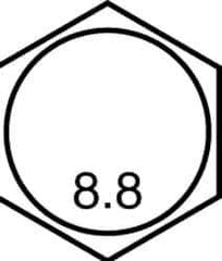 Value Collection - M12x1.75mm Metric Coarse, 75mm Length Under Head Hex Head Cap Screw - Partially Threaded, Grade 8.8 Steel, Uncoated, 19mm Hex - USA Tool & Supply