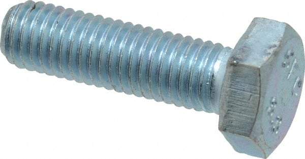 Value Collection - M10x1.50mm Metric Coarse, 35mm Length Under Head Hex Head Cap Screw - Fully Threaded, Grade 8.8 Steel, Zinc-Plated Finish, 17mm Hex - USA Tool & Supply