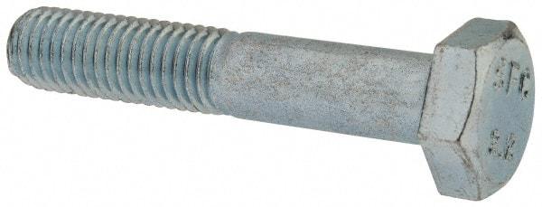 Value Collection - M10x1.50mm Metric Coarse, 55mm Length Under Head Hex Head Cap Screw - Partially Threaded, Grade 8.8 Steel, Zinc-Plated Finish, 17mm Hex - USA Tool & Supply