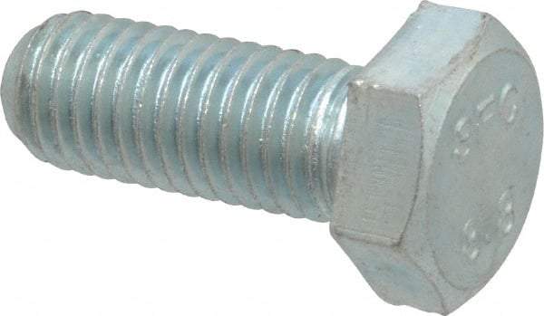 Value Collection - M12x1.75mm Metric Coarse, 30mm Length Under Head Hex Head Cap Screw - Fully Threaded, Grade 8.8 Steel, Zinc-Plated Finish, 19mm Hex - USA Tool & Supply