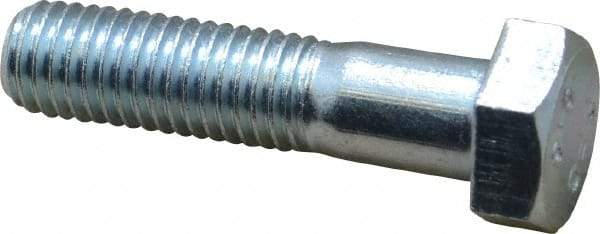 Value Collection - M12x1.75mm Metric Coarse, 50mm Length Under Head Hex Head Cap Screw - Partially Threaded, Grade 8.8 Steel, Zinc-Plated Finish, 19mm Hex - USA Tool & Supply