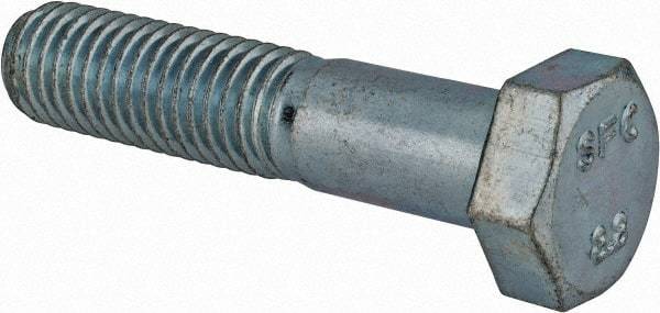 Value Collection - M12x1.75mm Metric Coarse, 55mm Length Under Head Hex Head Cap Screw - Partially Threaded, Grade 8.8 Steel, Zinc-Plated Finish, 19mm Hex - USA Tool & Supply