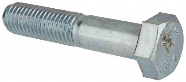 Value Collection - M12x1.75mm Metric Coarse, 60mm Length Under Head Hex Head Cap Screw - Partially Threaded, Grade 8.8 Steel, Zinc-Plated Finish, 19mm Hex - USA Tool & Supply
