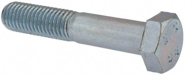 Value Collection - M12x1.75mm Metric Coarse, 65mm Length Under Head Hex Head Cap Screw - Partially Threaded, Grade 8.8 Steel, Zinc-Plated Finish, 19mm Hex - USA Tool & Supply