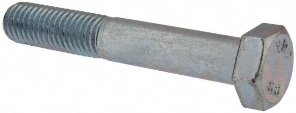 Value Collection - M12x1.75mm Metric Coarse, 75mm Length Under Head Hex Head Cap Screw - Partially Threaded, Grade 8.8 Steel, Zinc-Plated Finish, 19mm Hex - USA Tool & Supply