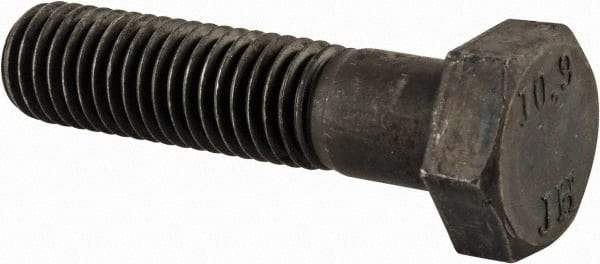 Value Collection - M12x1.75mm Metric Coarse, 50mm Length Under Head Hex Head Cap Screw - Partially Threaded, Grade 10.9 Steel, Black Oxide Finish, 19mm Hex - USA Tool & Supply