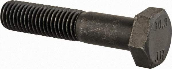 Value Collection - M12x1.75mm Metric Coarse, 60mm Length Under Head Hex Head Cap Screw - Partially Threaded, Grade 10.9 Steel, Black Oxide Finish, 19mm Hex - USA Tool & Supply