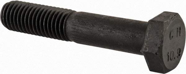 Value Collection - M12x1.75mm Metric Coarse, 65mm Length Under Head Hex Head Cap Screw - Partially Threaded, Grade 10.9 Steel, Uncoated, 19mm Hex - USA Tool & Supply
