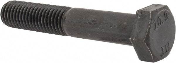 Value Collection - M12x1.75mm Metric Coarse, 70mm Length Under Head Hex Head Cap Screw - Partially Threaded, Grade 10.9 Steel, Black Oxide Finish, 19mm Hex - USA Tool & Supply