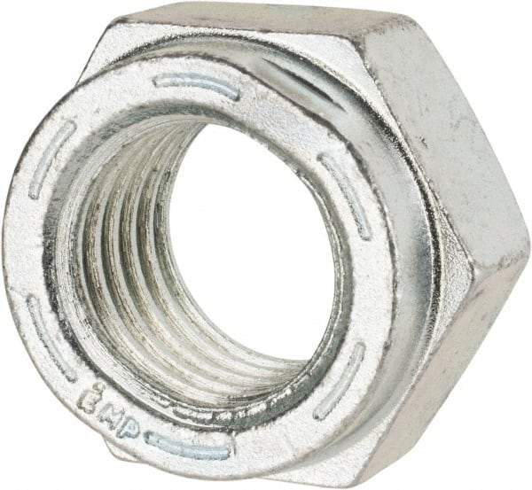 Value Collection - 1-1/8 - 7 UNC Grade C Hex Lock Nut with Distorted Thread - 1-11/16" Width Across Flats, 1" High, Cadmium Clear-Plated Finish - USA Tool & Supply