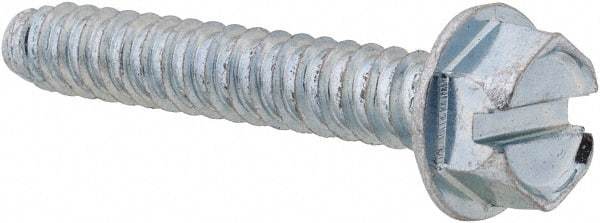 Value Collection - 1/4" Hex Washer Head Slotted Sheet Metal Screw - Steel, 1-1/2" Length Under Head, Grade 2 - USA Tool & Supply