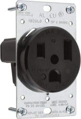 Leviton - 250 VAC, 50 Amp, 6-50P NEMA Configuration, Black, Industrial Grade, Self Grounding Single Receptacle - 1 Phase, 2 Poles, 3 Wire, Flush Mount, Tamper Resistant - USA Tool & Supply