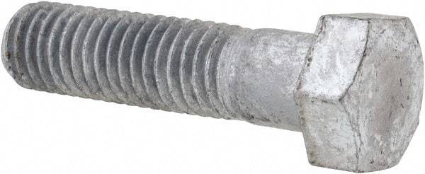 Value Collection - 1/2-13 Thread, 2" Length Under Head, Steel Hex Head Bolt - Hot Dipped Galvanized Coated, 3/4" Hex, UNC Thread, ANSI/ASME B18.2.2 & ASME B18.2.1, Grade 2 - USA Tool & Supply
