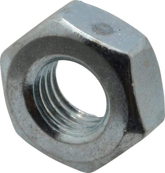 Value Collection - 1/4-28 UN Steel Right Hand Machine Screw Hex Nut - 7/16" Across Flats, 0.193" High, Zinc-Plated Finish, 2B Class of Fit - USA Tool & Supply