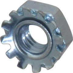 Value Collection - #8-32, Zinc Plated, Steel Hex Nut with External Tooth Washer - 5/16" Washer Diam, 11/32" Width Across Flats - USA Tool & Supply
