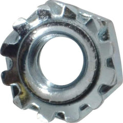 Value Collection - #10-24, Zinc Plated, Steel Hex Nut with External Tooth Washer - 13/32" Washer Diam, 3/8" Width Across Flats - USA Tool & Supply