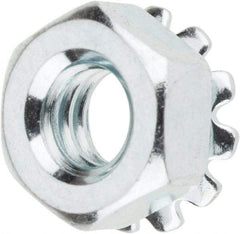 Value Collection - 1/4-20, Zinc Plated, Steel Hex Nut with External Tooth Washer - 1/2" Washer Diam, 7/16" Width Across Flats - USA Tool & Supply