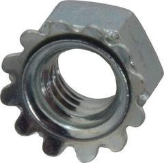 Value Collection - 5/16-18, Zinc Plated, Steel Hex Nut with External Tooth Washer - 19/32" Washer Diam, 1/2" Width Across Flats - USA Tool & Supply
