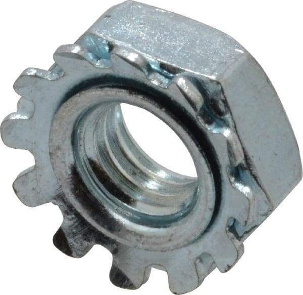 Value Collection - #10-32, Zinc Plated, Steel Hex Nut with External Tooth Washer - 13/32" Washer Diam, 3/8" Width Across Flats - USA Tool & Supply
