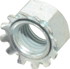 Value Collection - 5/16-24, Zinc Plated, Steel Hex Nut with External Tooth Washer - 0.61" Washer Diam, 1/2" Width Across Flats, ASME B18.21.1 Fastner Standard, Rockwell C40 to C50 Hardness, Grade SAE 1050 - USA Tool & Supply