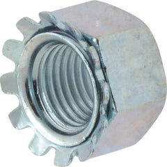 Value Collection - 3/8-24, Zinc Plated, Steel Hex Nut with External Tooth Washer - 57/64" Washer Diam, 9/16" Width Across Flats - USA Tool & Supply