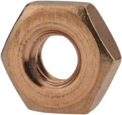 Value Collection - #10-24 UNC Silicon Bronze Right Hand Machine Screw Hex Nut - 3/8" Across Flats, 1/8" High, Uncoated - USA Tool & Supply