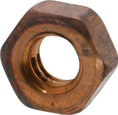 Value Collection - 1/4-20 UN Silicon Bronze Right Hand Machine Screw Hex Nut - 7/16" Across Flats, 3/16" High, Uncoated - USA Tool & Supply