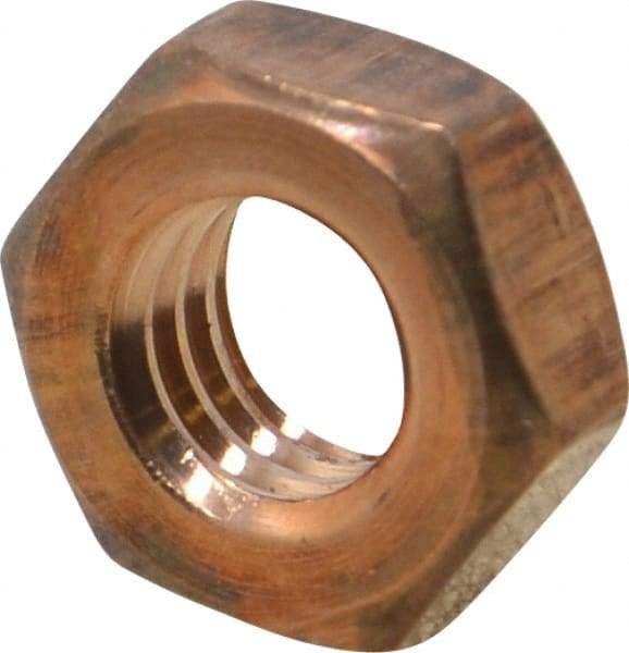 Value Collection - 3/8-16 UNC Silicon Bronze Right Hand Machine Screw Hex Nut - 5/8" Across Flats, 1/4" High, Uncoated - USA Tool & Supply
