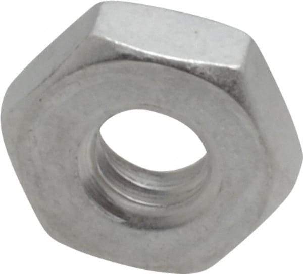 Value Collection - #10-24 UNC Aluminum Right Hand Machine Screw Hex Nut - 3/8" Across Flats, 1/8" High, Uncoated - USA Tool & Supply