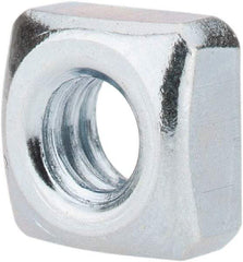 Value Collection - 1/4-20 Steel Square Nut - Zinc Plated, 7/16" Square Width x 7/32" Overall Height - USA Tool & Supply